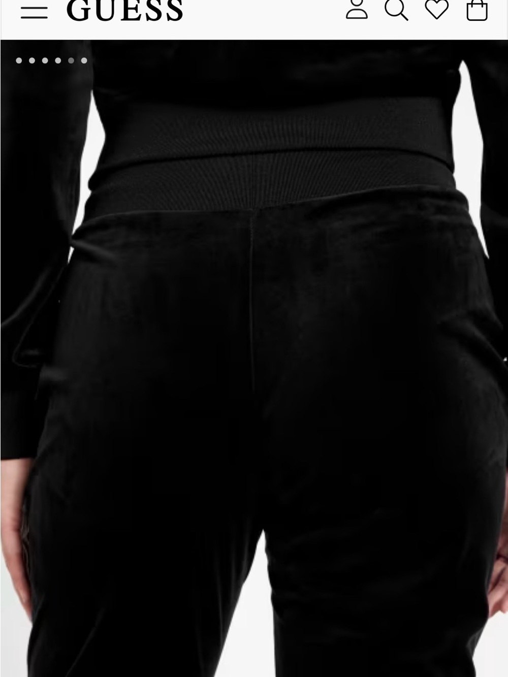 GUESS Black Velour High-Waist Joggers